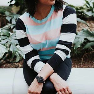 Colorful Striped Knit Sweater by Monki